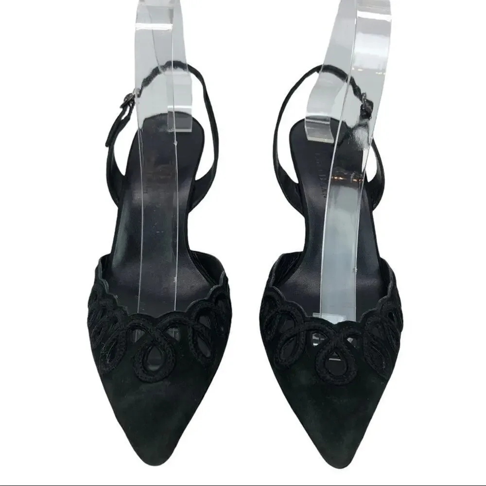 Cole Haan Black Suede Leather Sing Back Heels 8